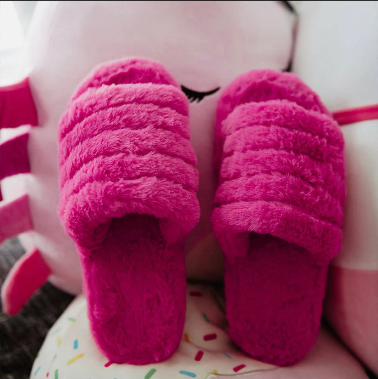 Barbie Faux Fur Slipper Slides Spill the Tees RGV