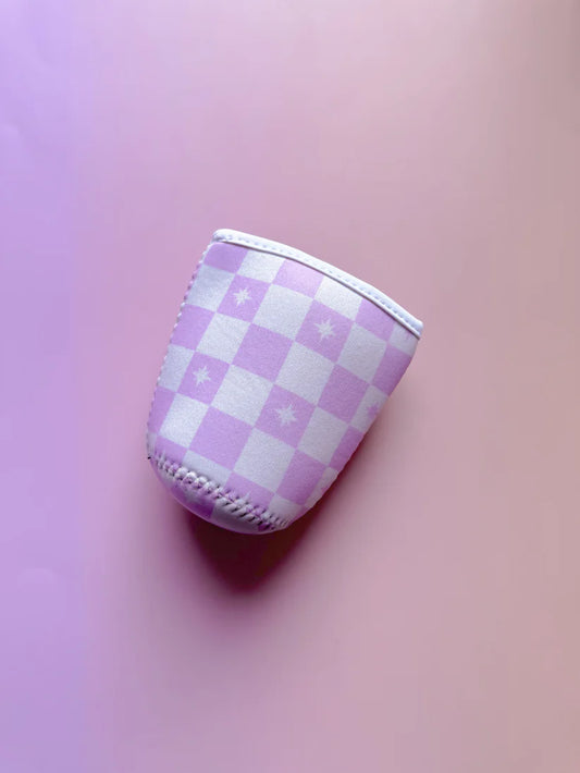 Checkered Lilac Small Coffee Sleeve